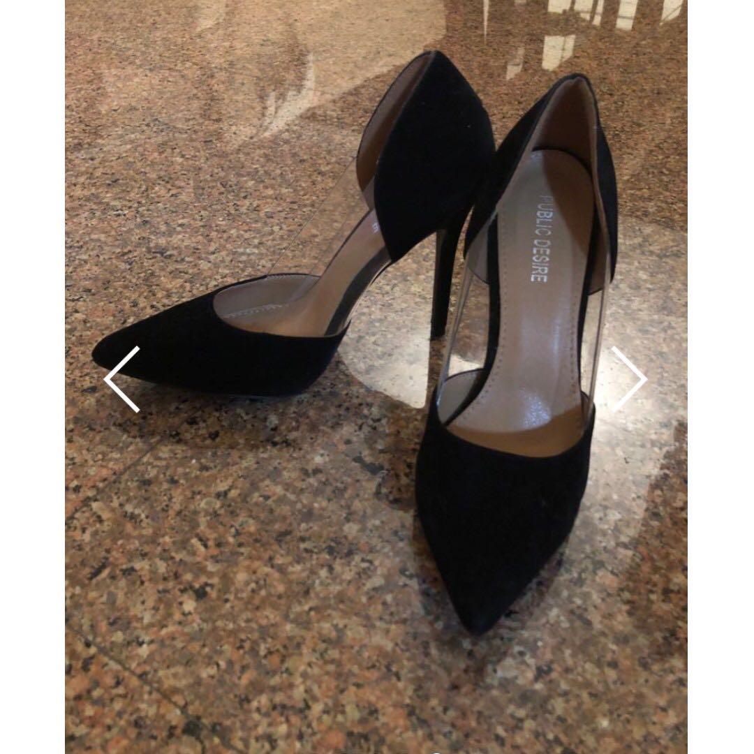 black perspex court heels