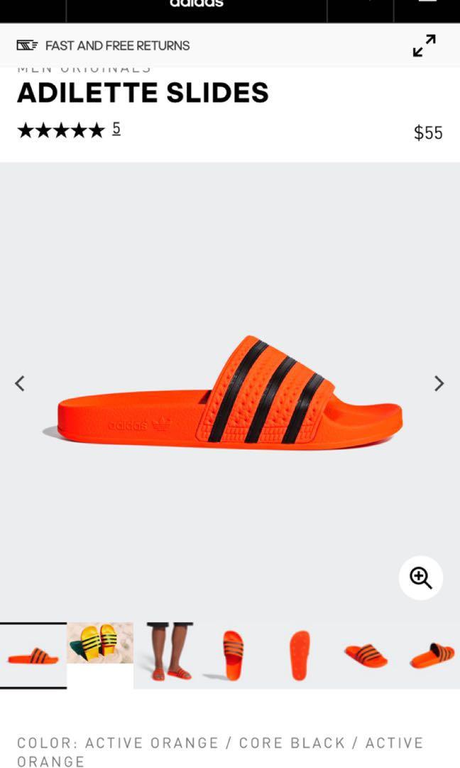 orange adilette slides