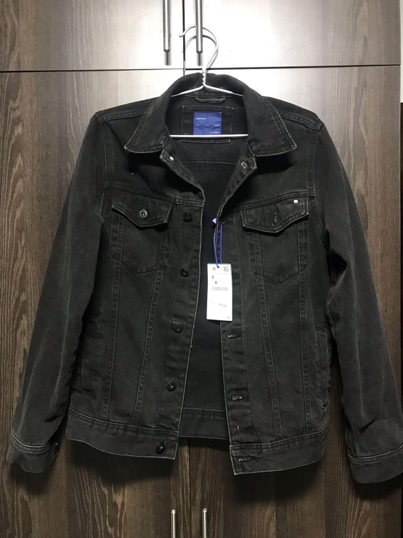 Zara black jean jacket mens on sale