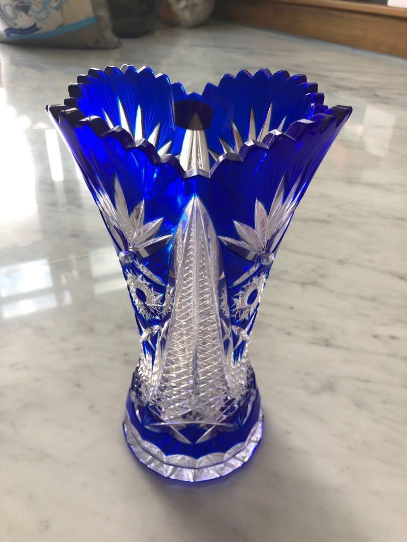 Blue Crystal Vase Furniture Home Decor Others On Carousell