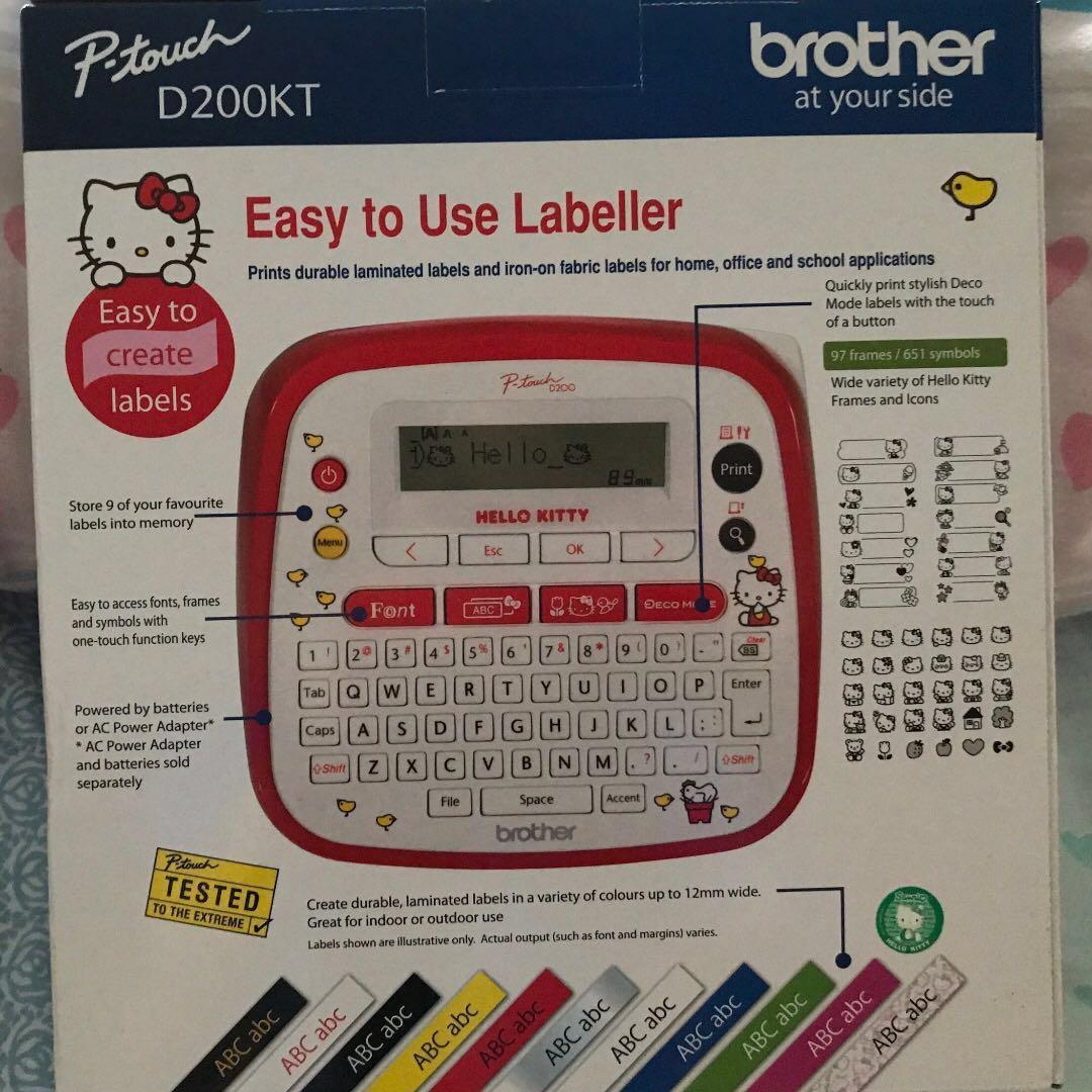 Brother portable hello kitty Labeller PT-D200KT sticky printer label ...