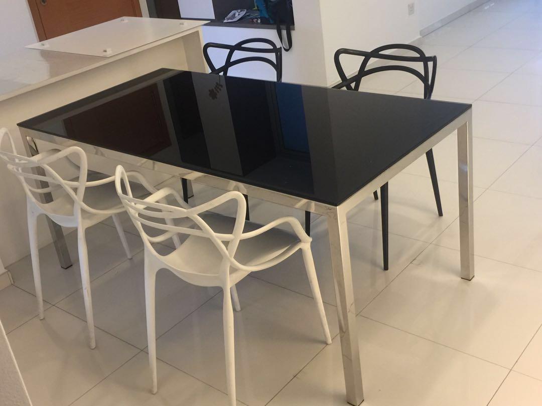 Cellini Tempered Glass Designer Dining Table Chairs Furniture Tables Chairs On Carousell