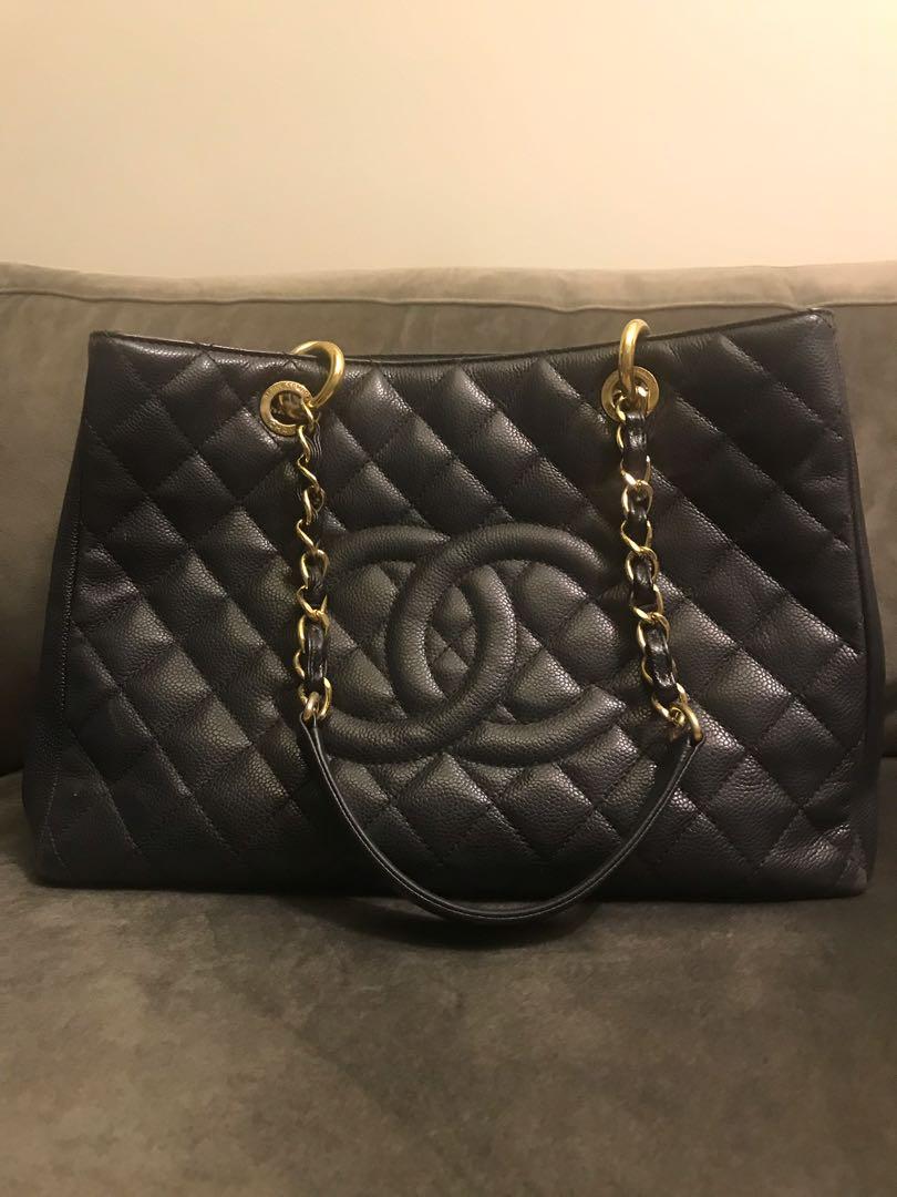 Chanel Black Caviar Leather Grand Shopper Tote Bag