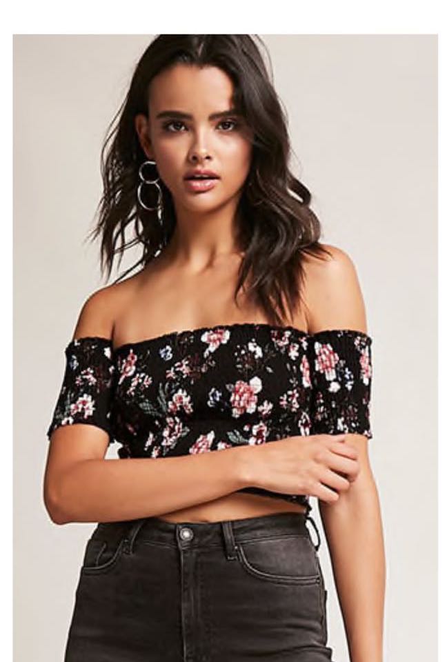 Forever 21 floral off the shoulder top hotsell