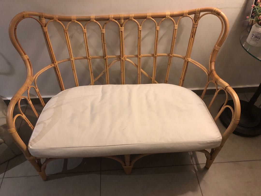 IKEA rattan sofa, Furniture & Home Living, Furniture, Sofas on Carousell