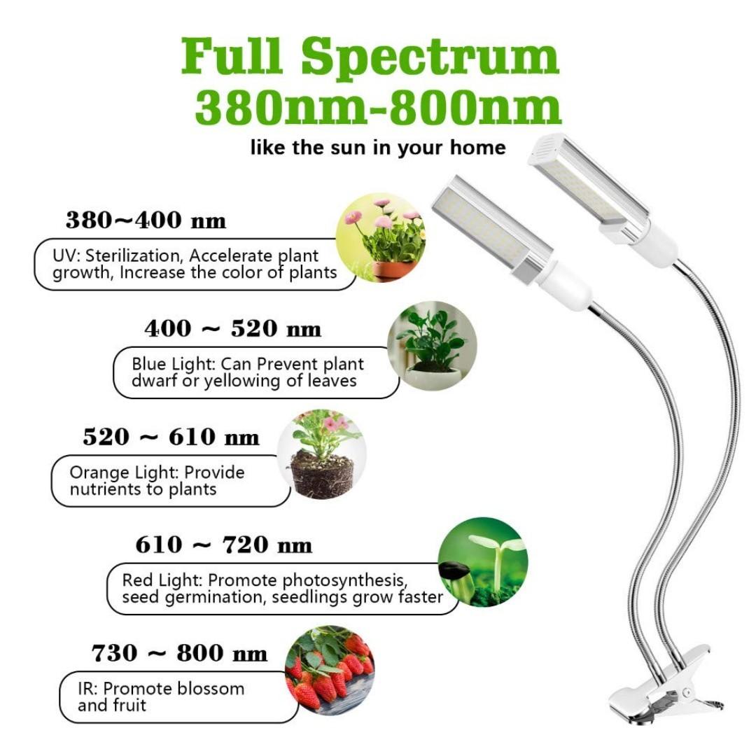LED grow light for indoor plant 45W full spectrum, Double Flexible ...
