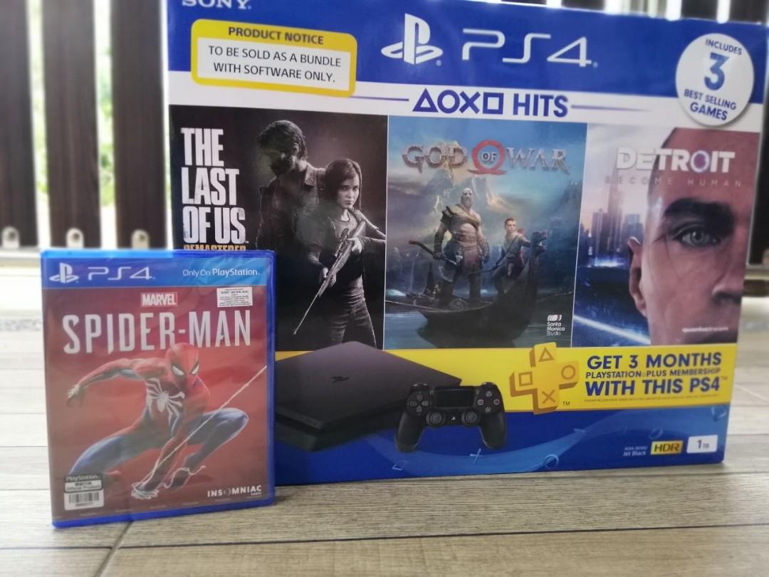 New Sony PlayStation 4 Slim 1TB HITS BUNDLE Spider Man Game COD