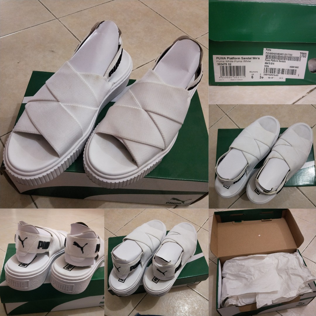 puma white platform sandals
