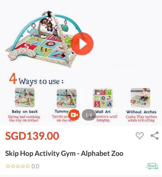 Skip Hop Alphabet Zoo Activity Gym Baby Play Mat Babies Kids