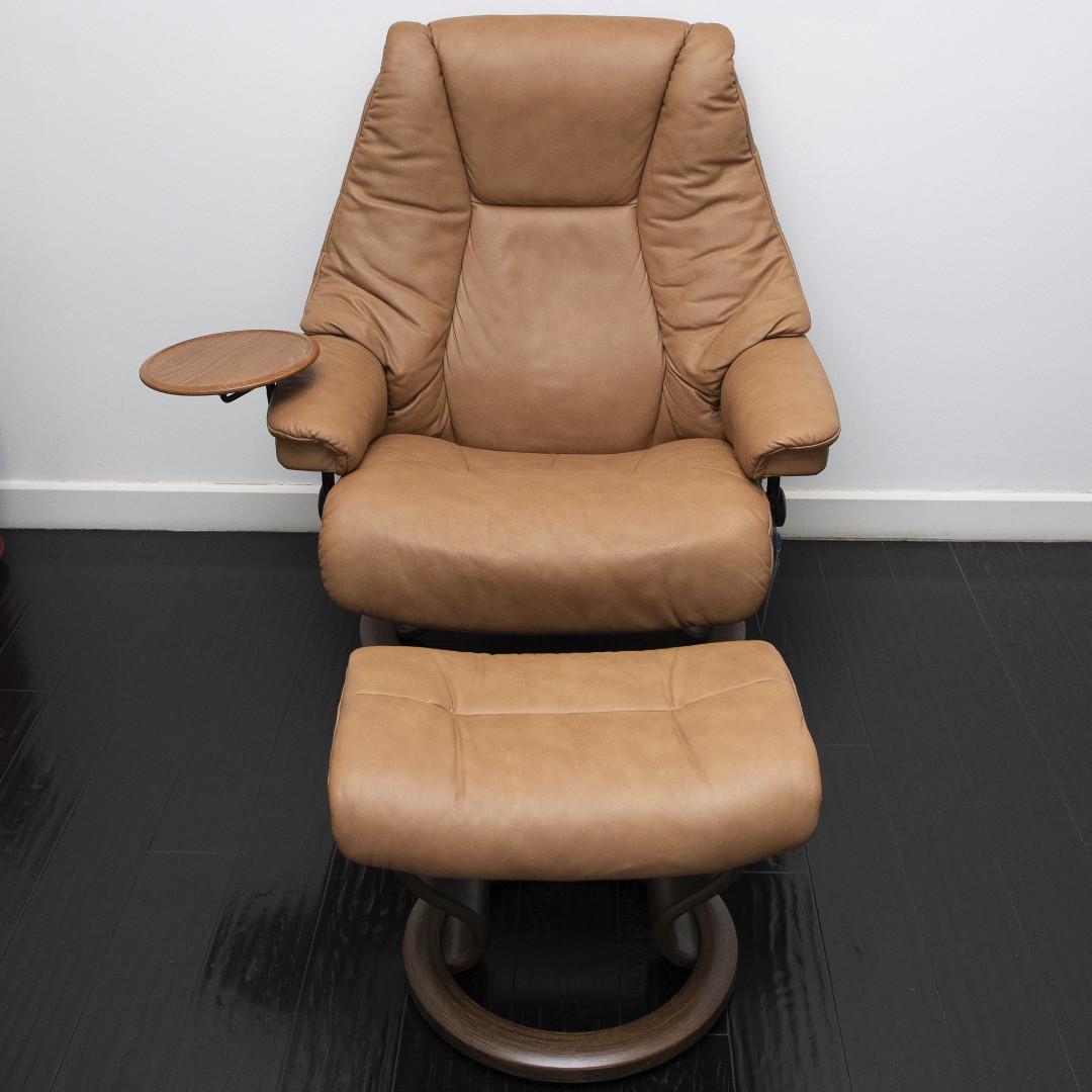Stressless Live Classic Luxury Leather Reclining Chair and Footstool