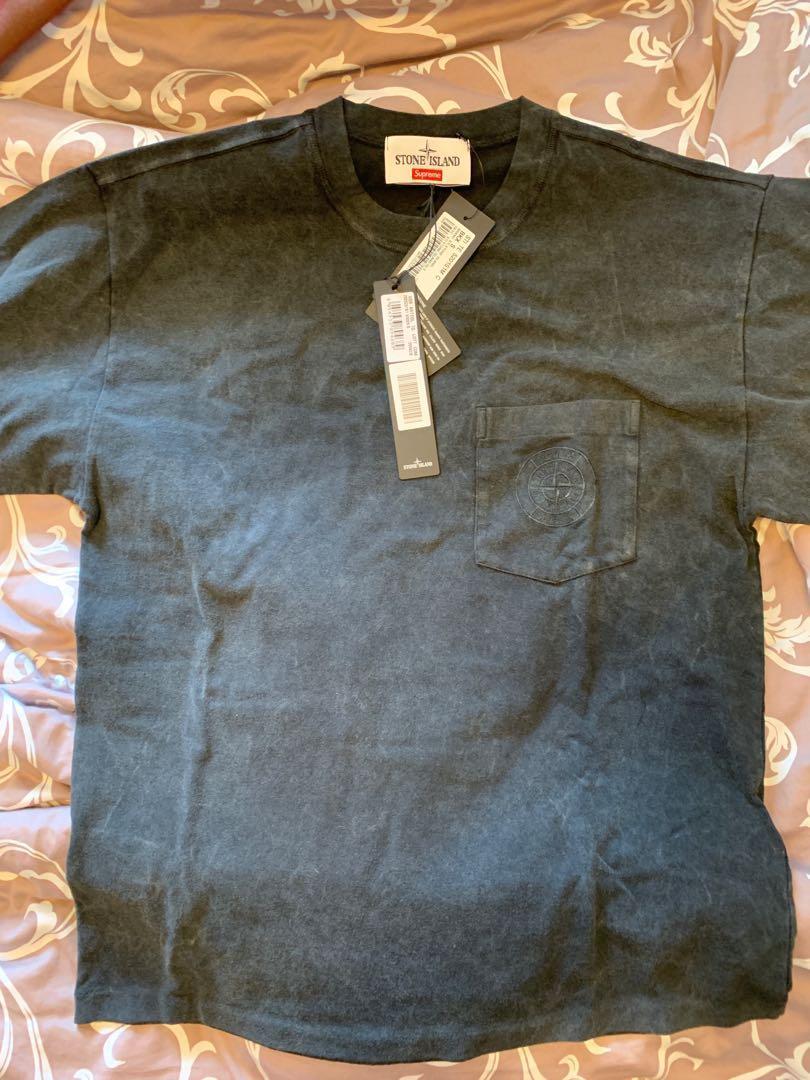 supreme x stone island pocket tee
