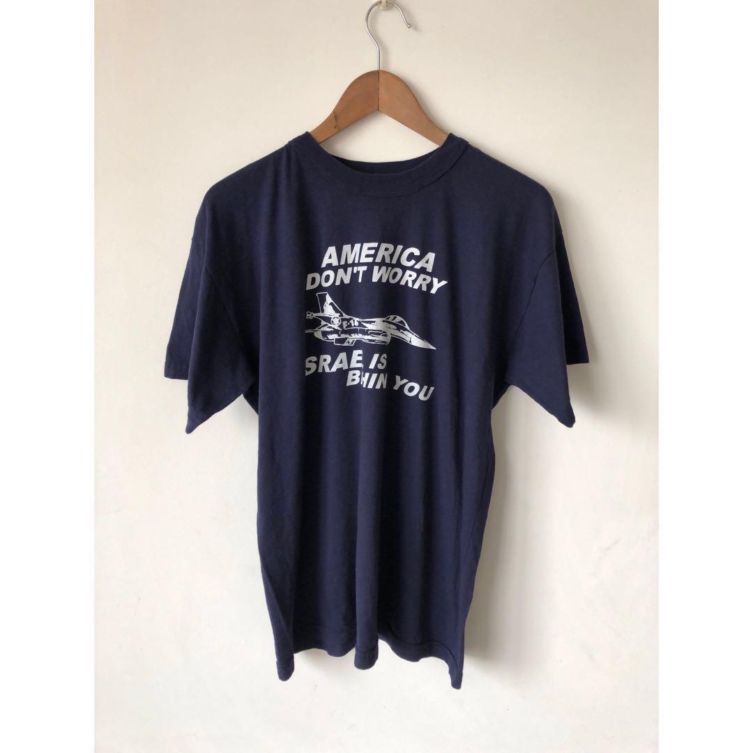 Vintage 90s America Usa Israel F16 Size Xl Tee T Shirt Men S
