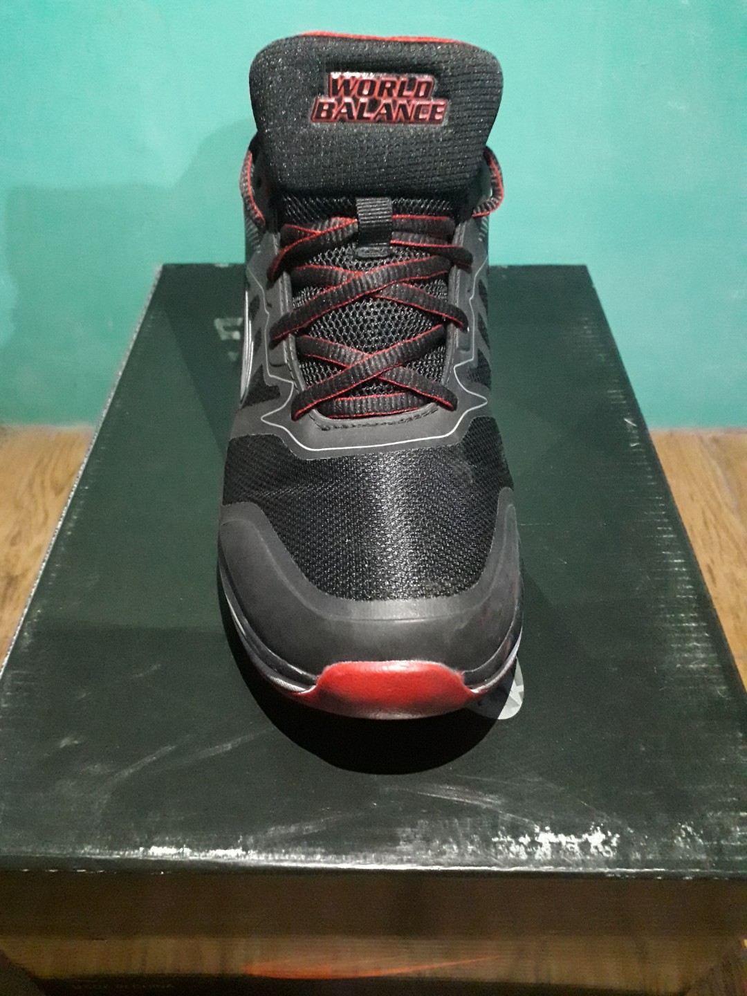 world balance red shoes