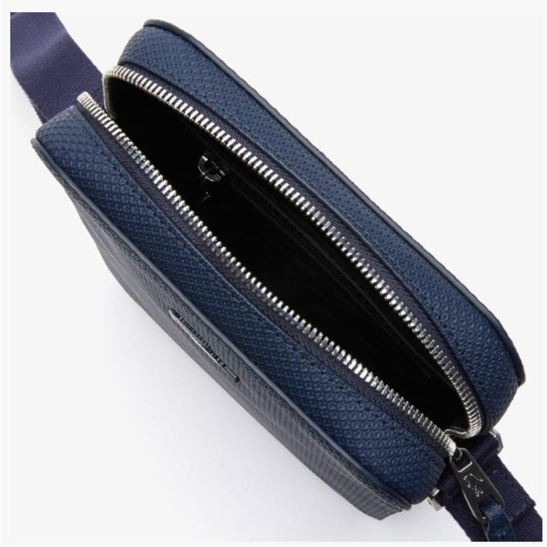 WTS Lacoste Men's Chantaco Soft Leather Vertical Zip Bag, Men's Fashion