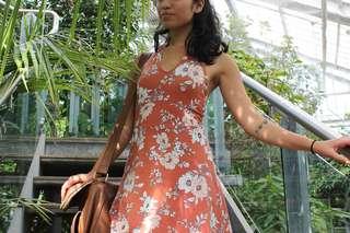 s pink floral dress