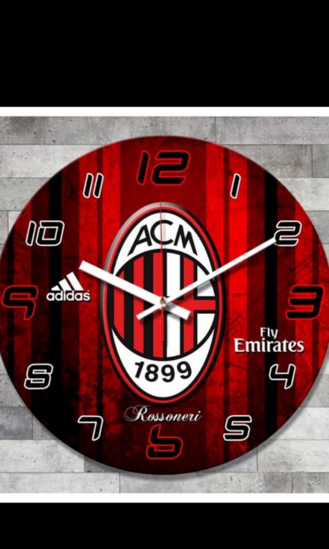 Ac Milan Wall Clock Diameter 40cm Customize Avail Furniture Home Decor Others On Carousell