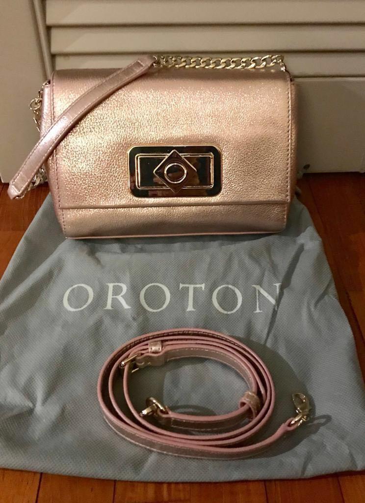 Authentic Oroton Silver Pink Gold Handbag Shoulder bag
