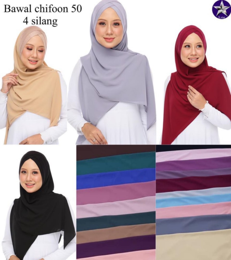Bawal Chiffon Awning Silang 4 Pre Order Women S Fashion Muslimah Fashion On Carousell