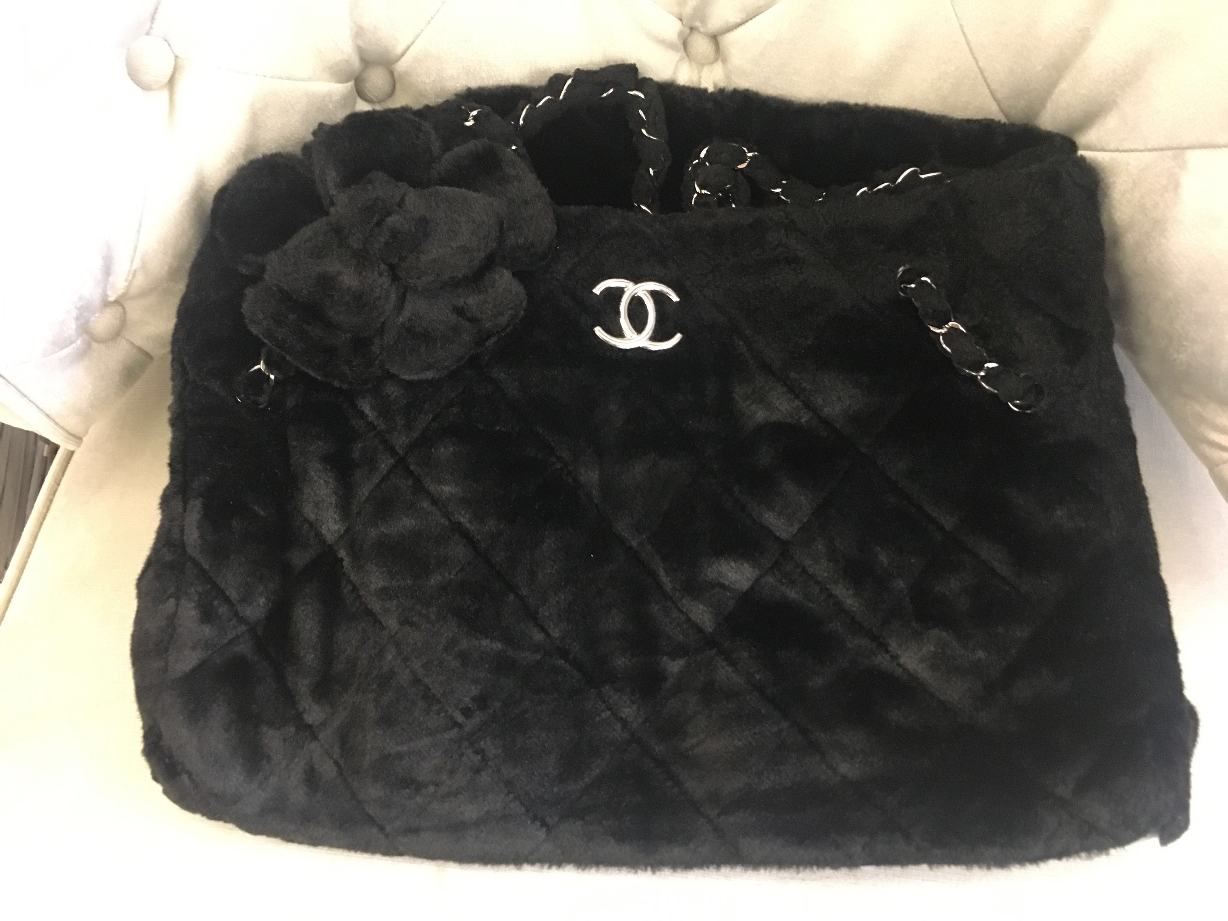 CHANEL faux fur tote bag, Luxury, Bags & Wallets on Carousell