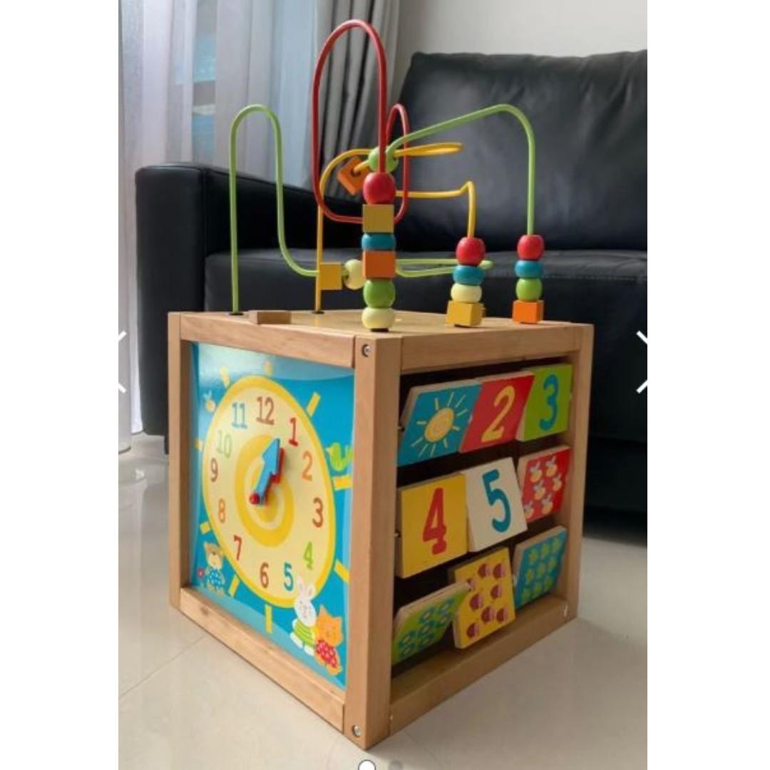 elc wooden giant wooden activity cube