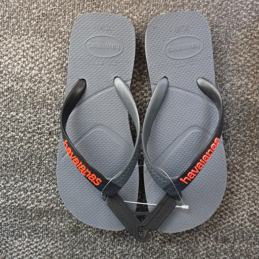 Havaianas Steel Grey Black Casual Thongs Size 37 38 Women S