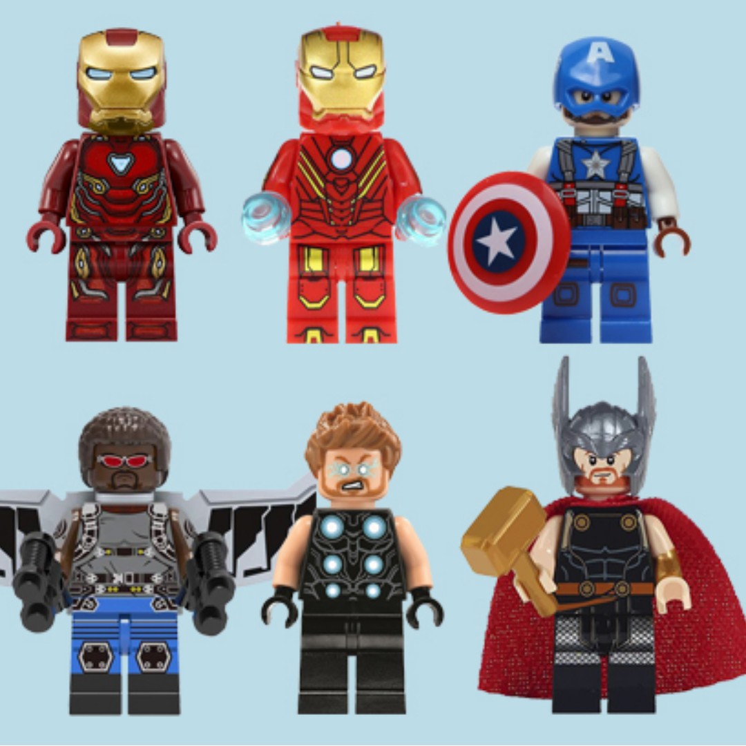 Lego Like Marvel Iron Man Captain America Falcon Thor Set 6