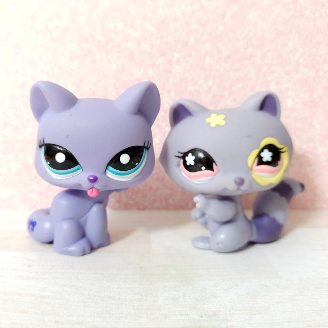 Littlest Pet Shop lps RARE purple paw up blindbag cat and raccoon