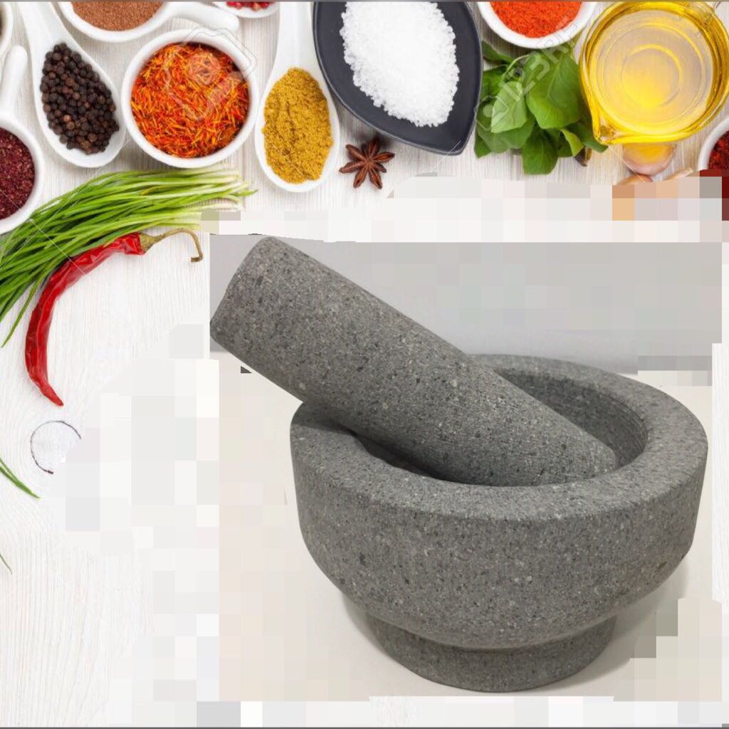Natural Granite Stone Mortar & Pestle Pounder, Furniture & Home Living