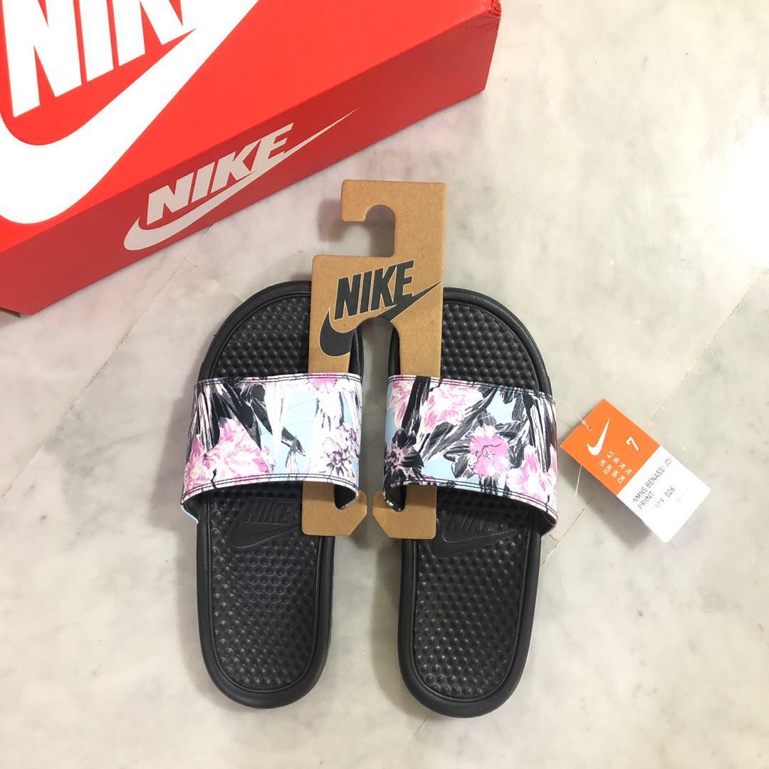 nike slides with flowers