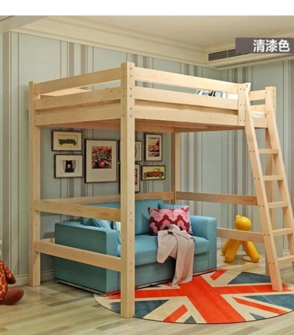Loft Bed Bunk Layers Wooden, Raised Bunk Bed Frames