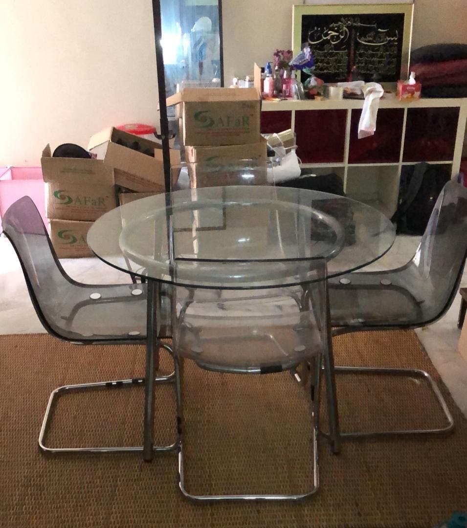 Ikea salmi shop glass dining table