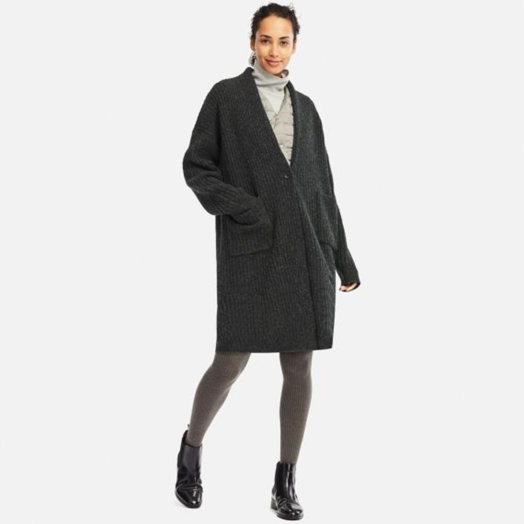Uniqlo wool sales hooded knitted coat
