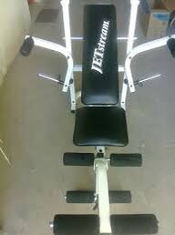 Workout Bench with bar and weights Sports Equipment Exercise Fitness Cardio Fitness Machines on Carousell