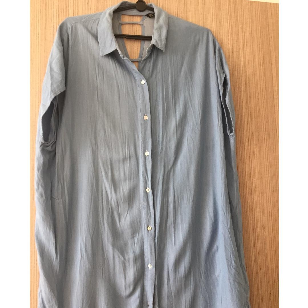pale blue shirt dress
