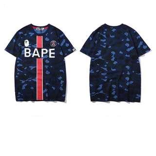 Bape X PSG Blue Camouflage Tee