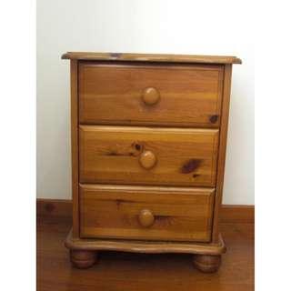 Antique pine bedside tables (2) with 3 draws