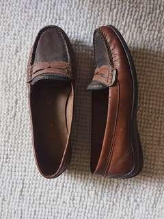 Geox Respira Brown Metallic Leather Driving Loafers