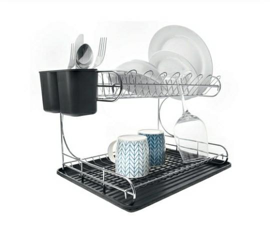 2 Tier Dish Rack (Category: Food Organization & Storage) located in Manila. Submitted by PickClickShip (Listing ID 221310382, Image 1). Description: 2 Tier Dish Rack - Chrome plated iron with PVC coating at the buttom layer - comes with drip tray and removable cutlery caddy - dimension: H28cm x W47cm x D 31.5cm - durable and quality material - Australian made For inquiries, pls call or message me at 09329288815. Thank you..