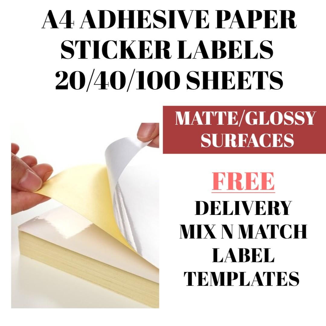 ♥ 20/40/100 PCS ♥ MIX AND MATCH ♥ A4 Self Adhesive Paper Sticker Label Adhesive Label for Inkjet