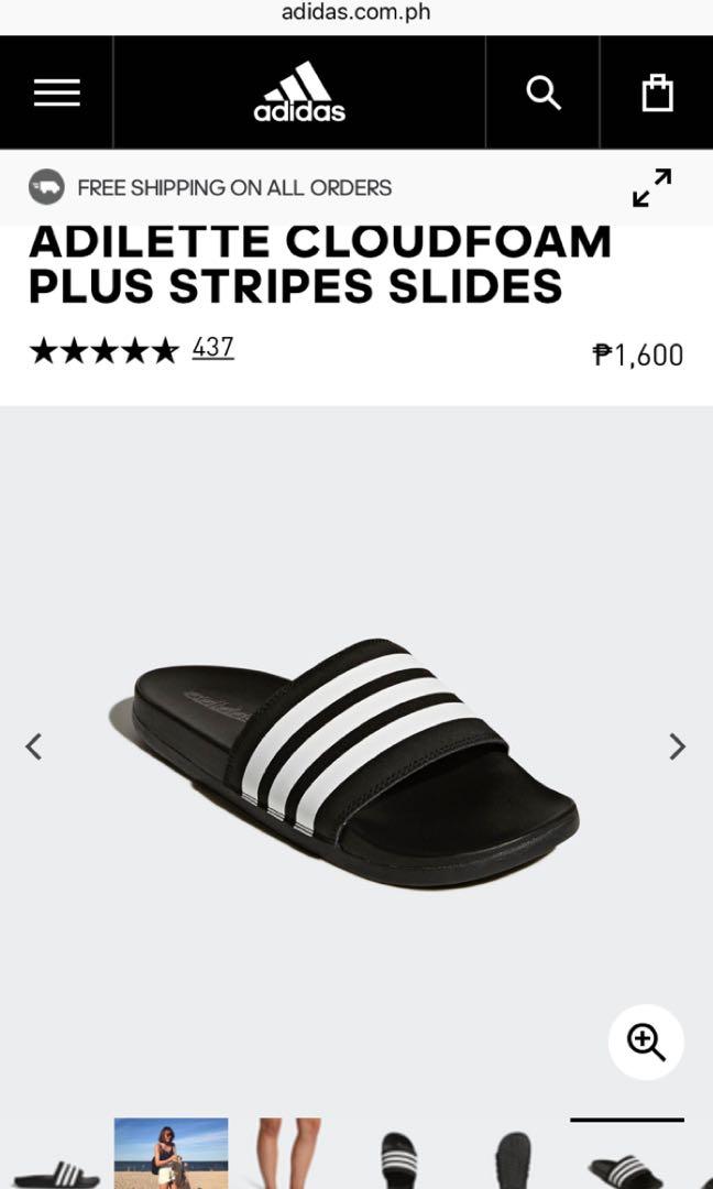 ADILETTE CLOUDFOAM PLUS STRIPES SLIDES (Category: Slippers and slides) located in Quezon City. Submitted by cieldeamour (Listing ID 221321768, Image 3). Description: Selling my BN ADILETTE CLOUDFOAM PLUS STRIPES SLIDES bought from Adidas Online (see photos for details) RFS: Wrong size, medyo matagal if ipapa return & exchange ko pa kaya benta ko nalang..