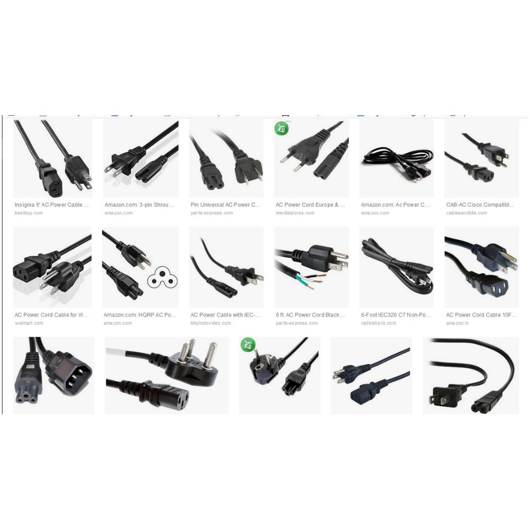 All types of AC power cables, Computers & Tech, Parts & Accessories
