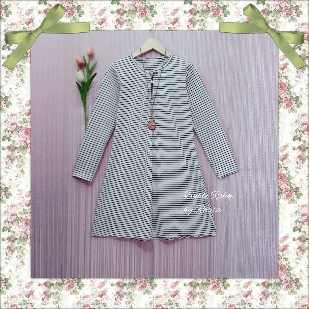 Atasan Blouse Tunik Dress Salur Blaster Hitam Putih Garis