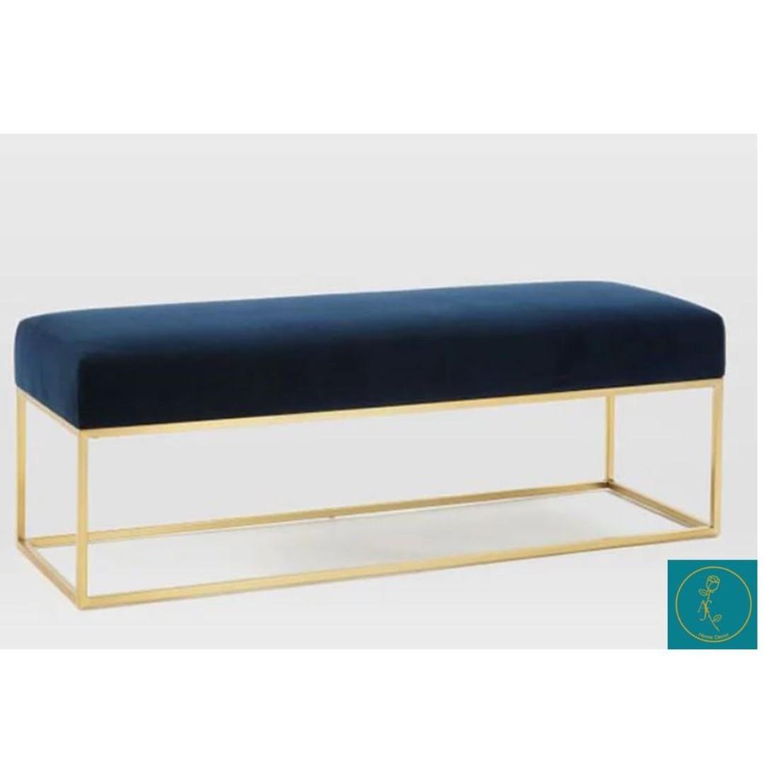 Blue Velvet Long Bench Furniture Tables Chairs On Carousell