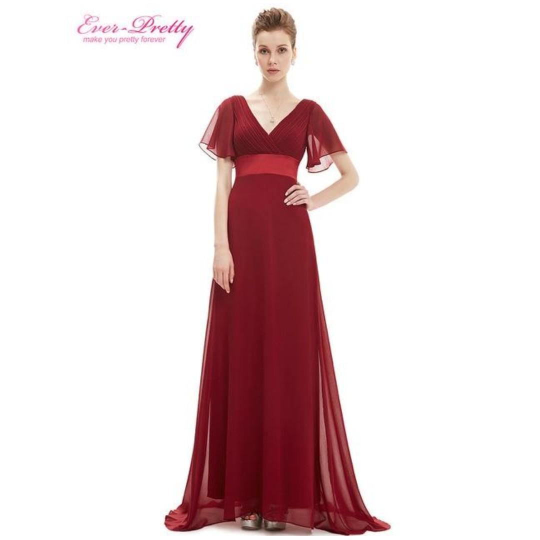 burgundy empire waist dress