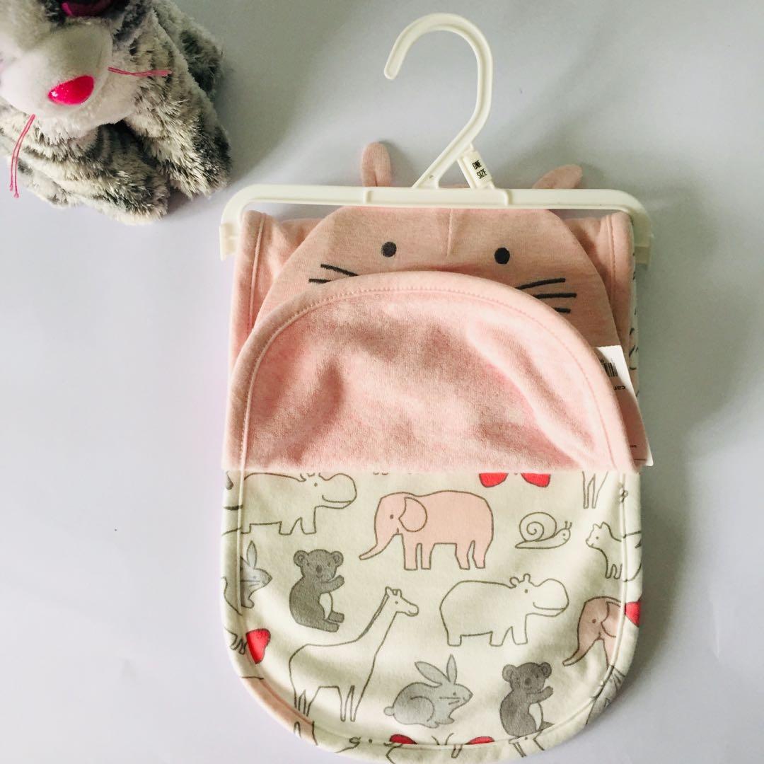 Carter’s 3-piece Burp Cloth and Hat Set Authentic (Category: Changing Mats & Accessories) located in Quezon City. Submitted by applebits (Listing ID 221436263, Image 2). Description: ☘️Perfect for a baby gift set ☘️so soft and adorable for your little one! ☘️with bound edge ☘️hat is embroidered with 3D ears ☘️AUTHENTIC CARTER’S, bought abroad ☘️Original price: $6.99.