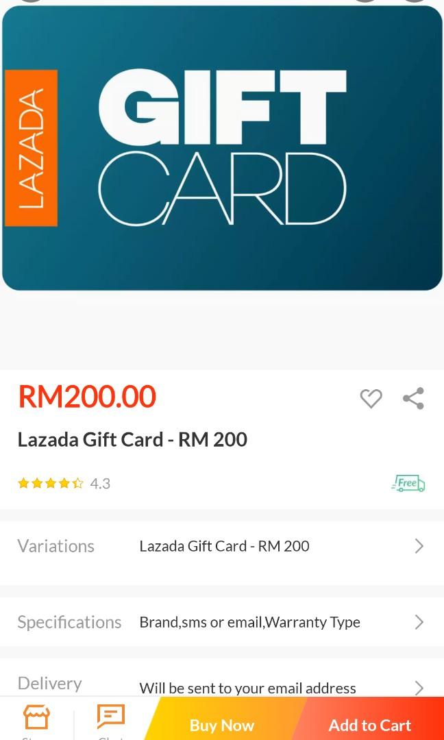 Lazada Gift Card Rm200 Tickets Vouchers Gift Cards Vouchers On Carousell
