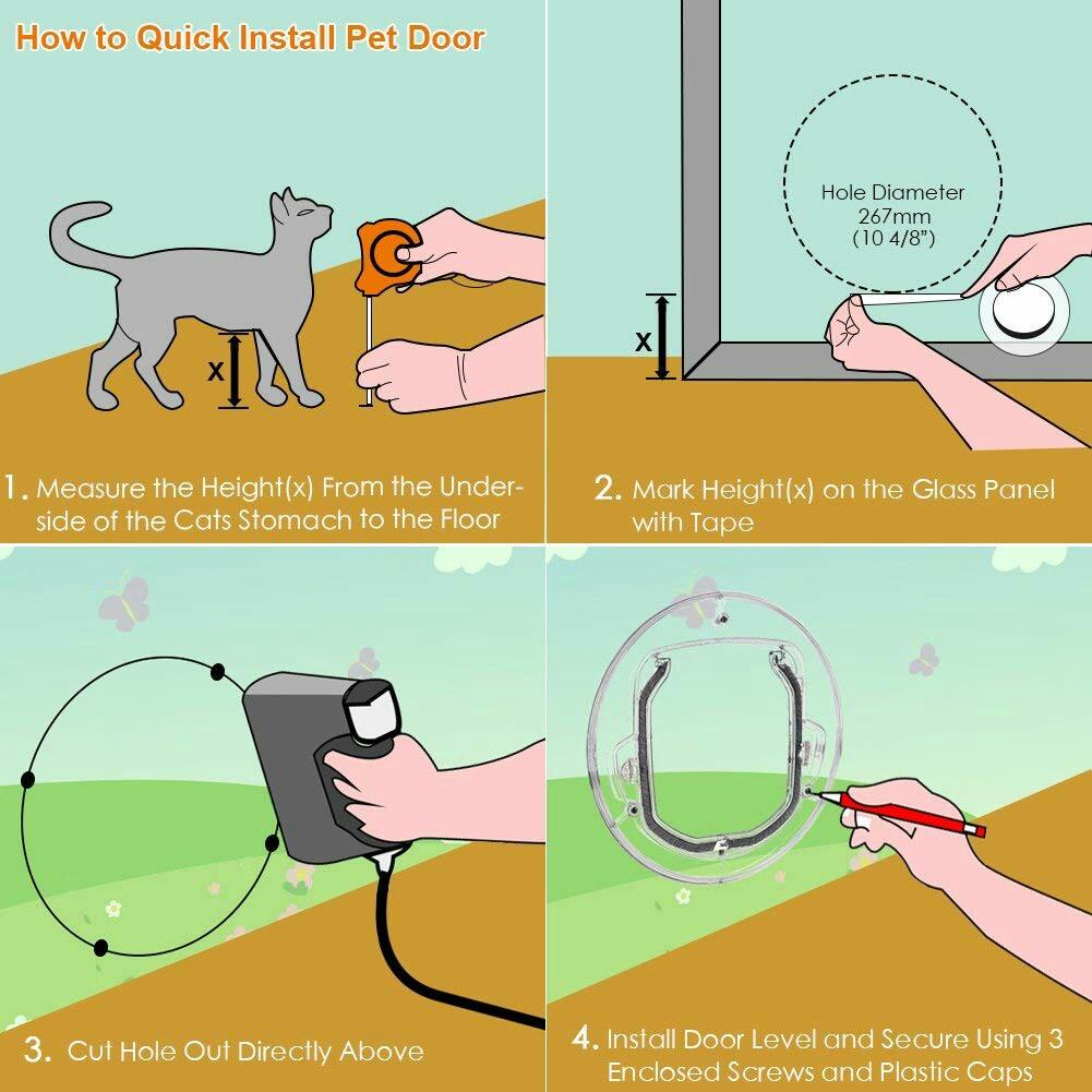 M108 Pet Door Dog Window Gate Round Clear Flap Door With 4 Ways