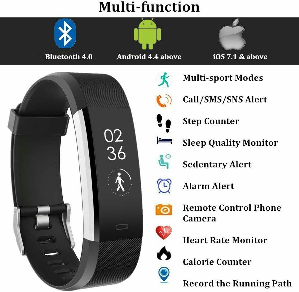M120 Chereeki Heart Rate Fitness Tracker ID115 Plus Sports Smart Bracelet Bluetooth Watch with HR Monitor with OLED Screen Pedometer Sleep