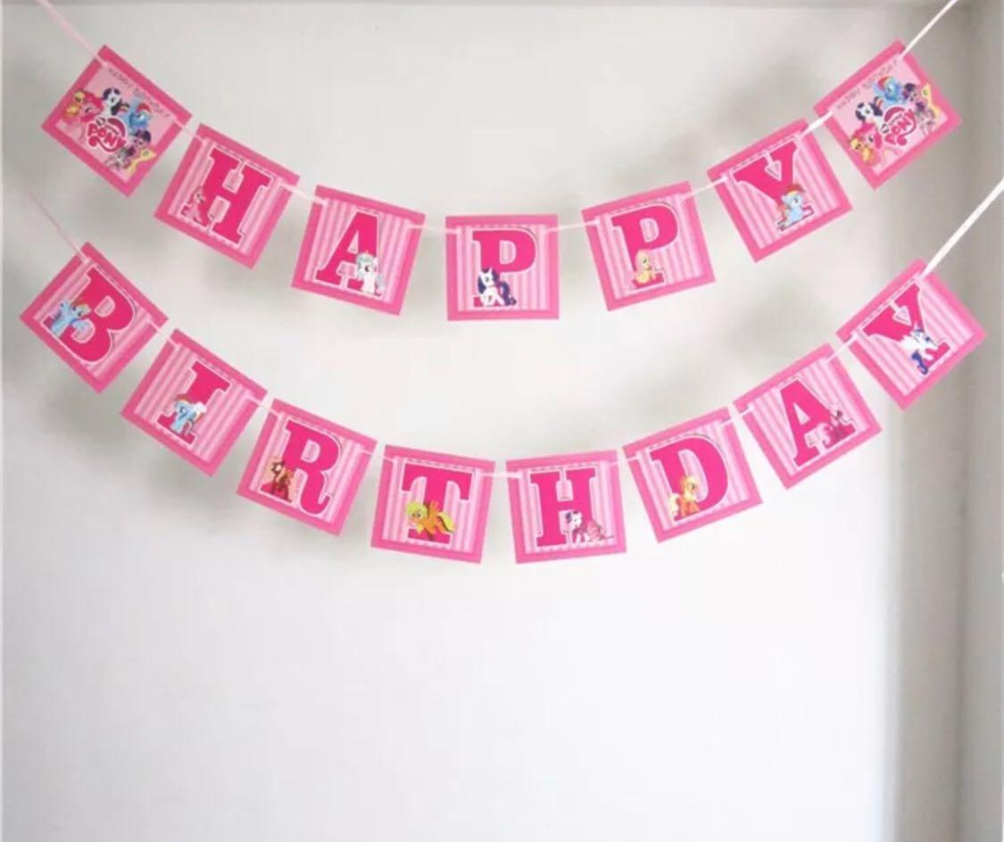 My Little Pony Happy Birthday Banner Wall Bunting Decoration Garland Design Craft Others On Carousell - happy birthday banner 2 roblox