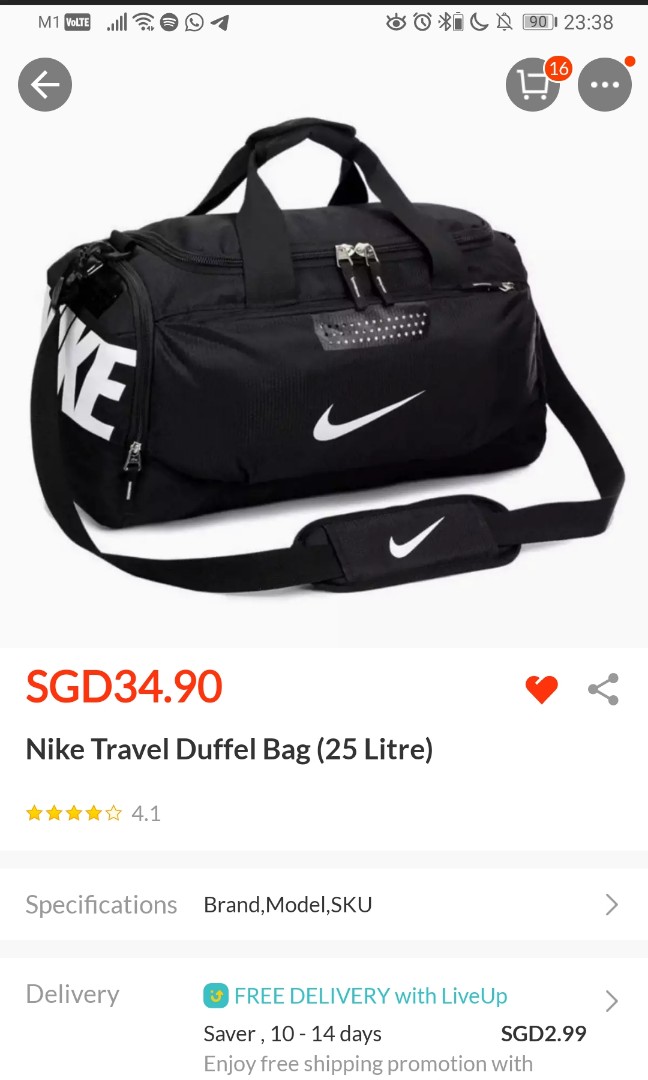 Buque de guerra Torpe atención Nike Duffel Bag, Luxury, Bags & Wallets on Carousell